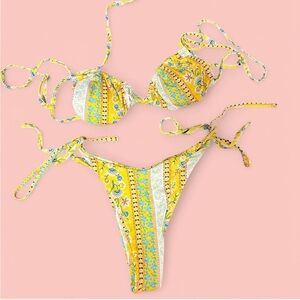 Yellow Patterned Bikini Set